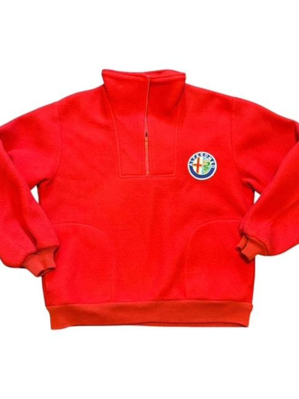 Vintage Unionbay Red Alfa Romero Fleece 1/4 Zip Pullover USA Size Medium